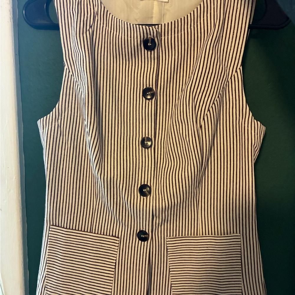 NWTBobbles & Lace Burgundy & Cream Stripe Vest – Size M